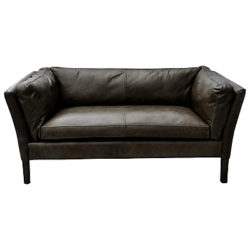 Halo Groucho Small Aniline Leather Sofa Old Saddle Black